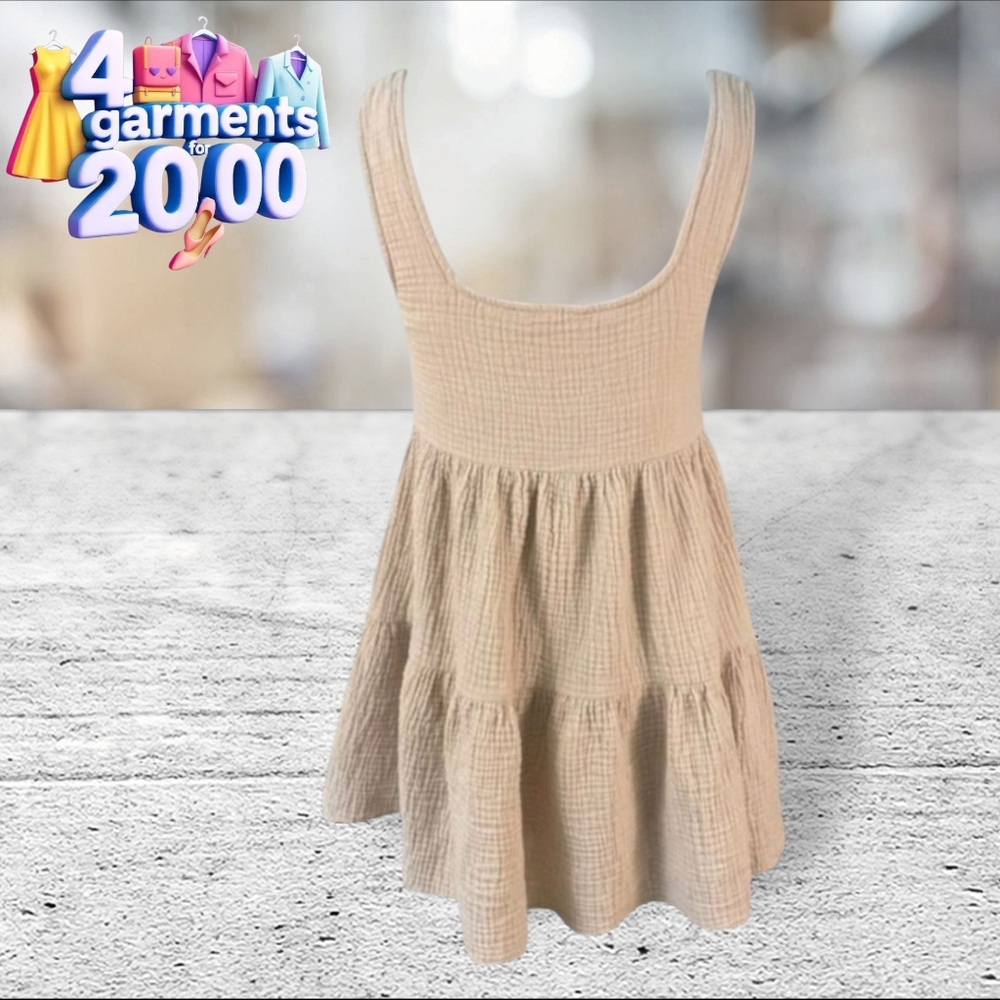 Urban outfitters 100% cotton mini frock dress. Beige XS